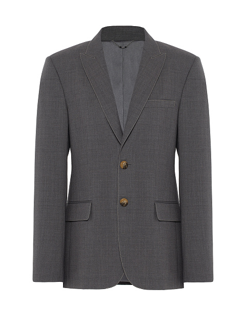 Серый однобортный жакет из шерсти, 4