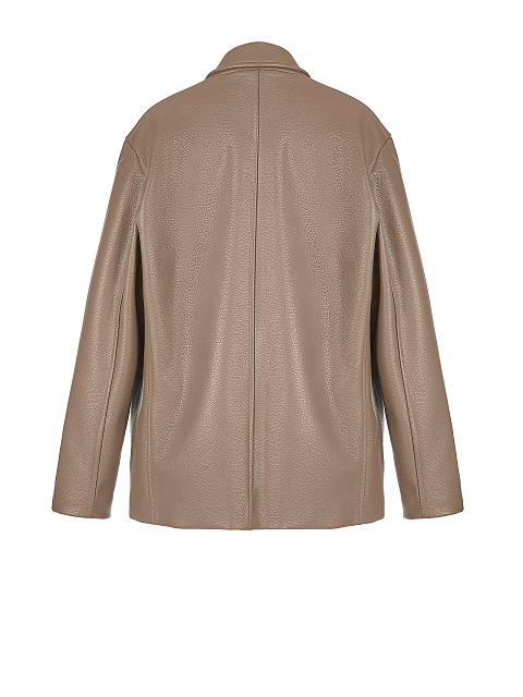 Бежевый однобортный жакет из эко-кожи, 3 Бежевый однобортный жакет из эко-кожи, 3