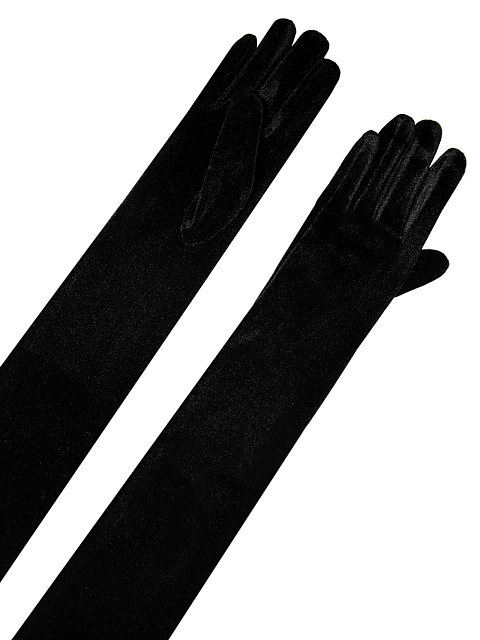 Черные длинные перчатки из бархата, 2