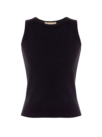 Черный топ из трикотажа в рубчик, 1