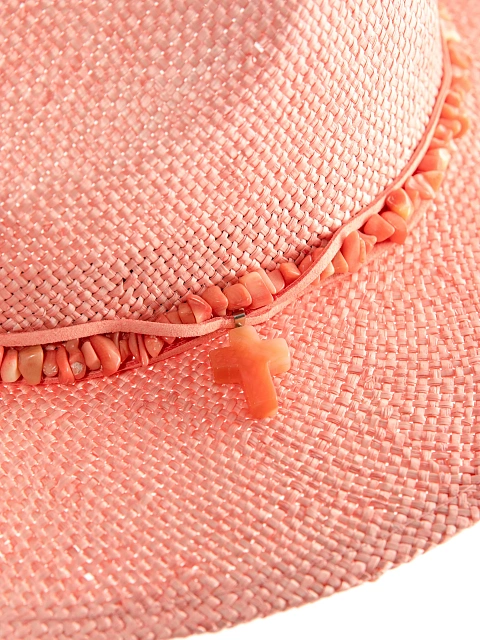 Розовая соломенная шляпа с отделкой из кораллов, 4
