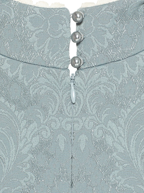 Серое платье-миди из жаккарда с цветочным узором, 5