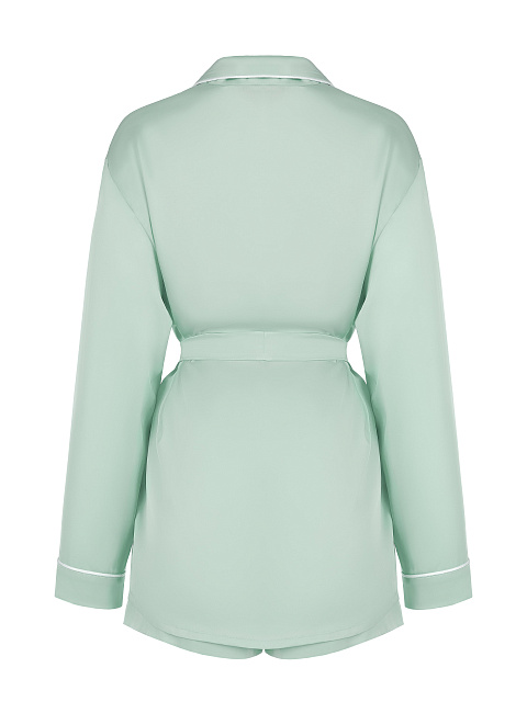 Мятная шелковая пижама с белым кантом, 2