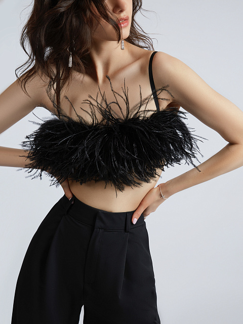 Черные брюки-палаццо с защипами, 7