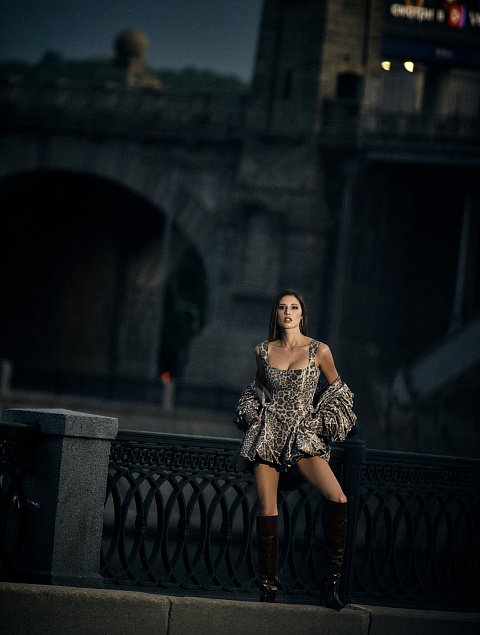 Объемный бомбер из тафты с леопардовым принтом, 5