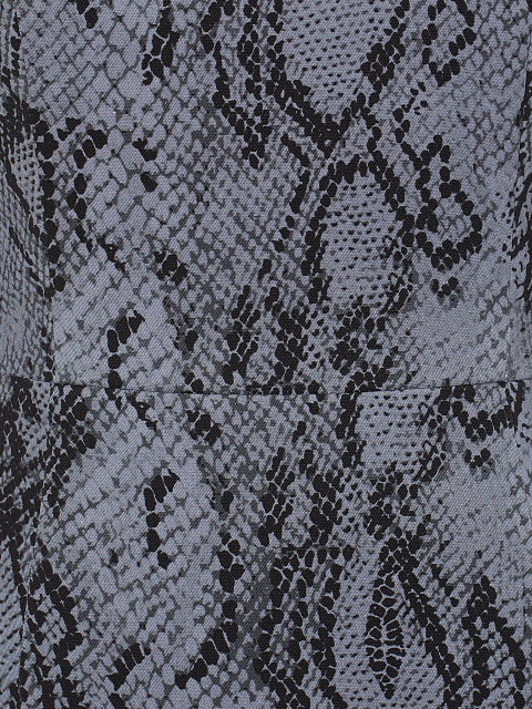 Серое платье-миди из денима с принтом и кружевом, 3