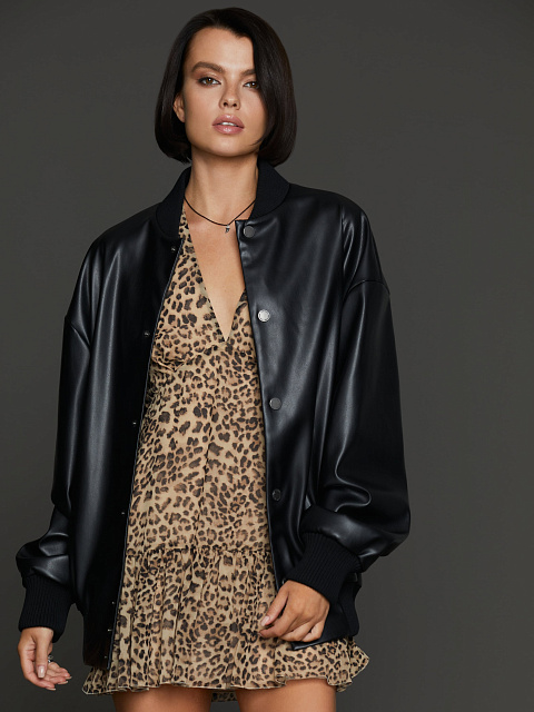 Черный бомбер Bad Girls Club из эко-кожи, 11 Черный бомбер Bad Girls Club из эко-кожи, 11