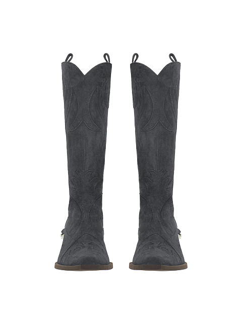 Серые казаки из замши с цепочкой, 2