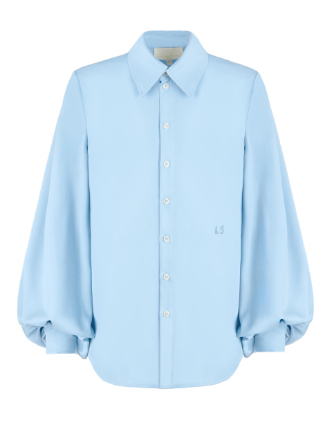 Светло-голубая блузка с объемными рукавами, 1