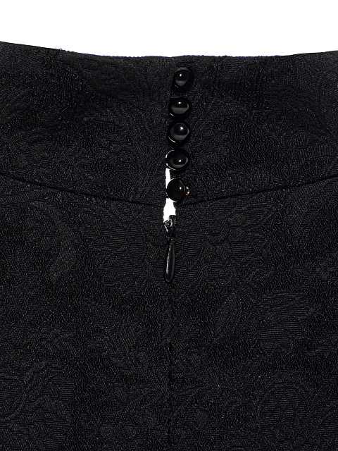 Черное платье-макси из жаккарда с перьями, 11