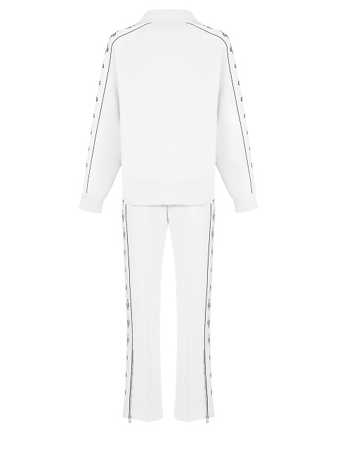 Белый костюм с укороченной толстовкой и вышивкой в виде лилий, 2