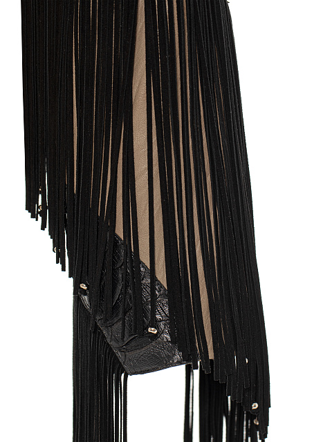 Коричневая укороченная косуха из кожи с бахромой и вышивкой, 5 Коричневая укороченная косуха из кожи с бахромой и вышивкой, 5