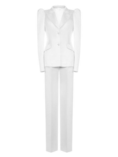 Белый атласный костюм-двойка, 1
