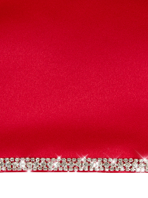 Красный атласный топ с рукавами-фонариками и стразами, 3