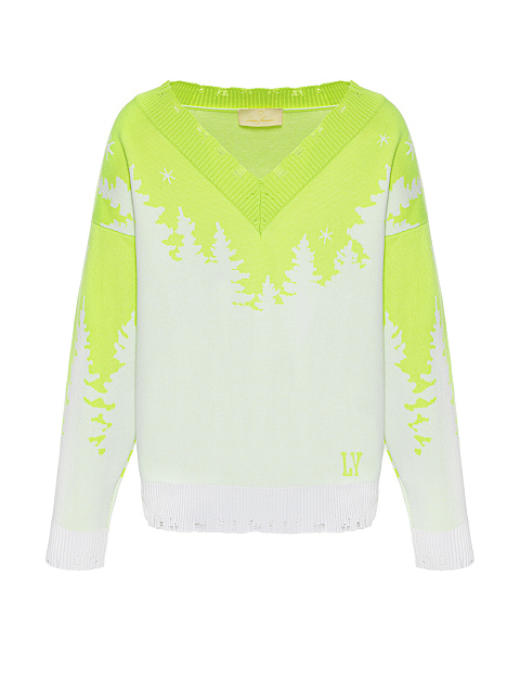 Салатовый пуловер с лесным пейзажем, 1 Салатовый пуловер с лесным пейзажем, 1