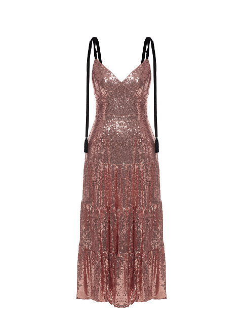 Розовое платье-сарафан в пайетках, 1