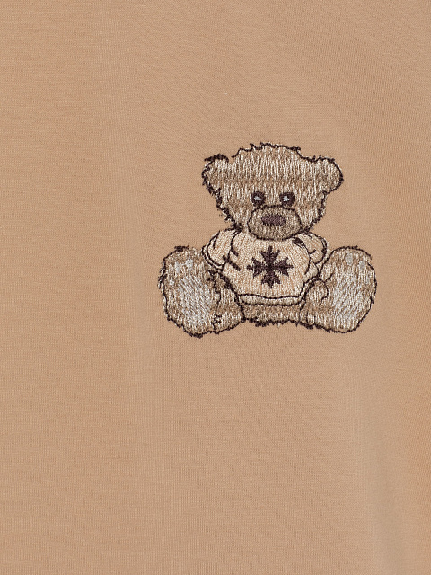 Бежевая футболка из хлопка с вышивкой, 3