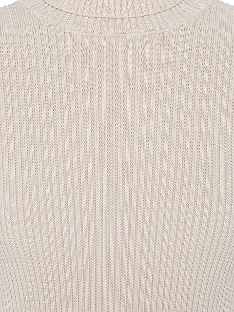 Светло-бежевая трикотажная водолазка в рубчик, 3