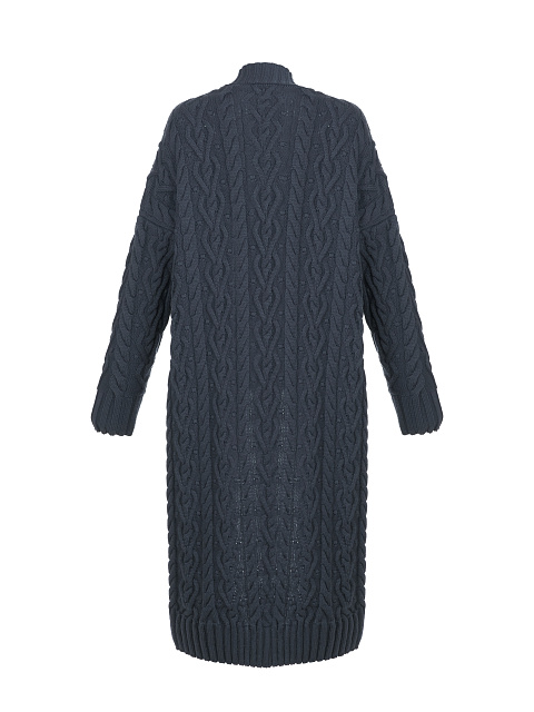 Темно-синий макси кардиган с поясом, 3