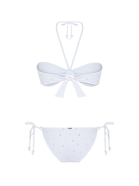 Белый раздельный купальник со стразами, 3