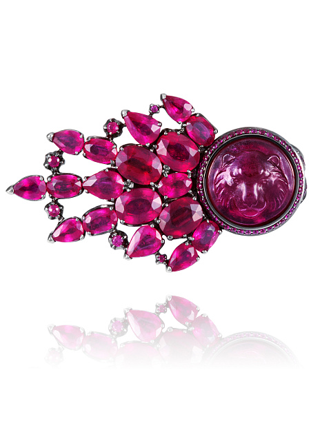 Кольцо из черненого золота с камеей на рубине, 4 Кольцо из черненого золота с камеей на рубине, 4