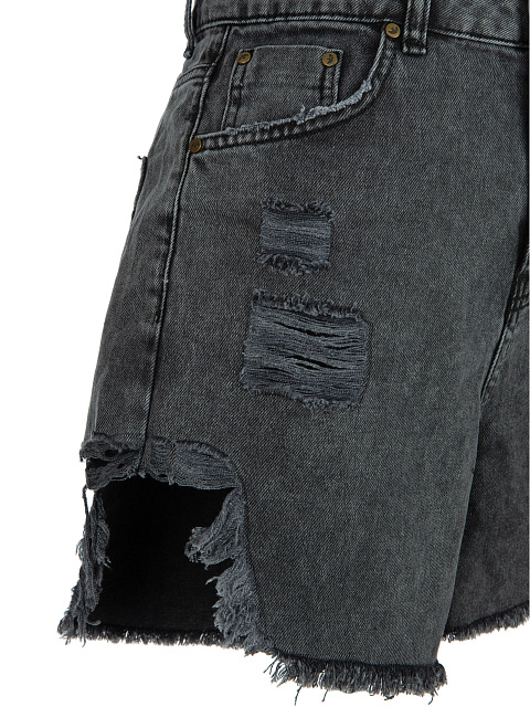 Темно-серые рваные шорты из денима, 4 Темно-серые рваные шорты из денима, 4