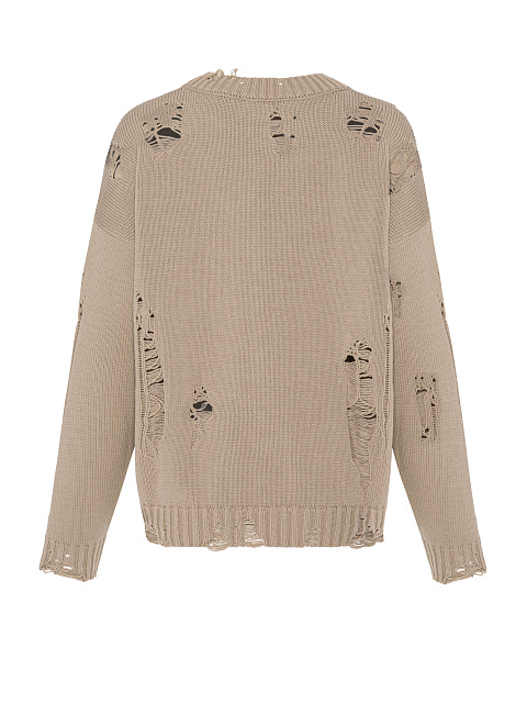 Темно-бежевый хлопковый свитер с дырками, 2 Темно-бежевый хлопковый свитер с дырками, 2