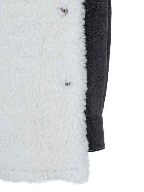 Черная куртка из денима с подкладом из овчины, 5