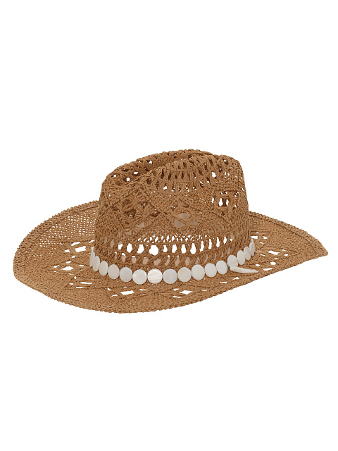 Темно-бежевая соломенная шляпа с перламутром, 1