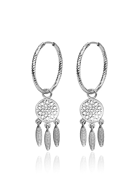 Хупсы из серебра с подвесками в виде ловцов снов, 1