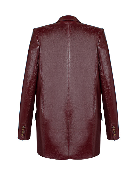 Бордовый однобортный кожаный жакет, 2