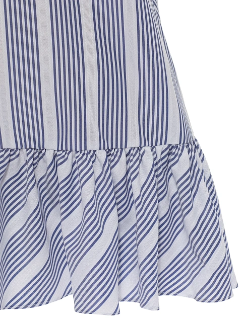 Синее платье-мини из хлопка в полоску, 3