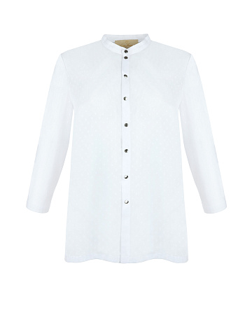 Белая блузка из шелкового шифона в горошек, 1