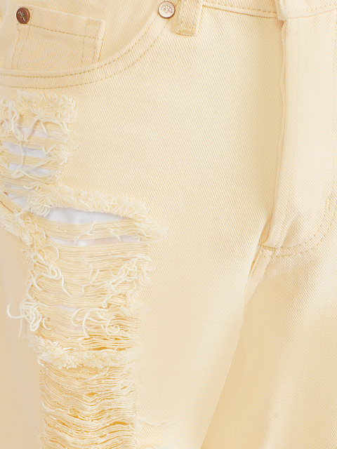 Персиковые хлопковые рваные джинсы, 3