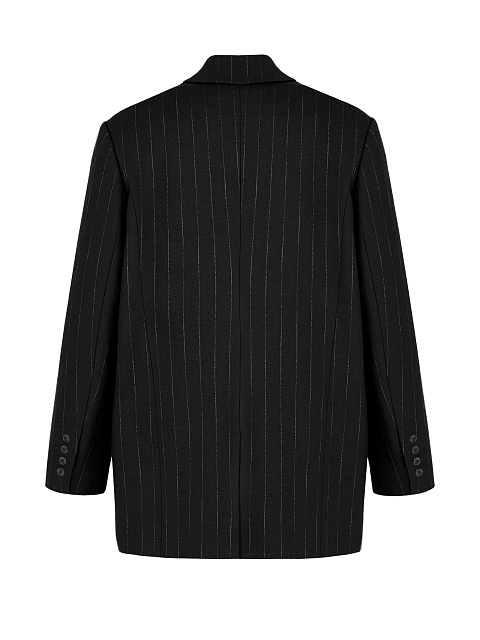 Черный объемный жакет в полоску, 4