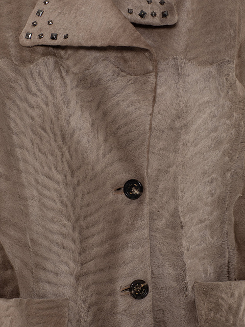 Коричневый жакет из каракуля с бахромой, 4