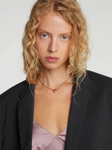 Колье из серебра с розовым родированием и коричнево-розовым кулоном в огранке «сердце», 2