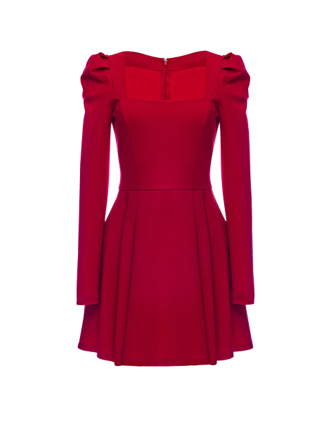 Красное платье-мини с длинными рукавами, 1