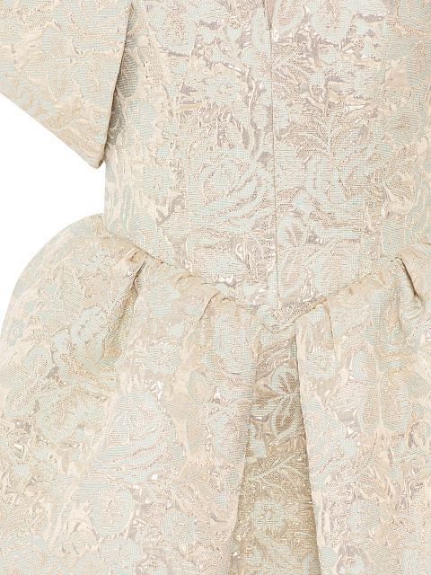 Бежевое платье-мини из парчи с цветочным узором, 3