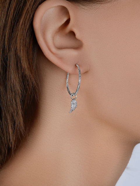 Хупсы из серебра с фианитами, 2