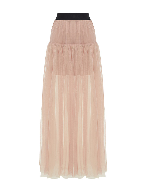 Розовая юбка-макси из прозрачного фатина с блестками, 1