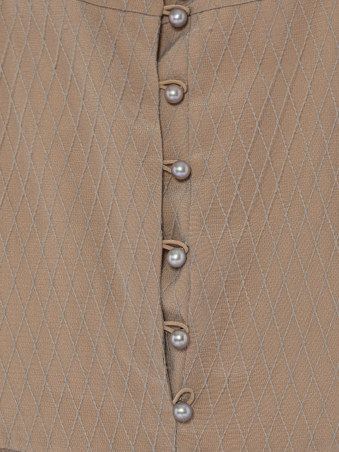 Бежевое платье-миди из сетки с завязками, 4 Бежевое платье-миди из сетки с завязками, 4