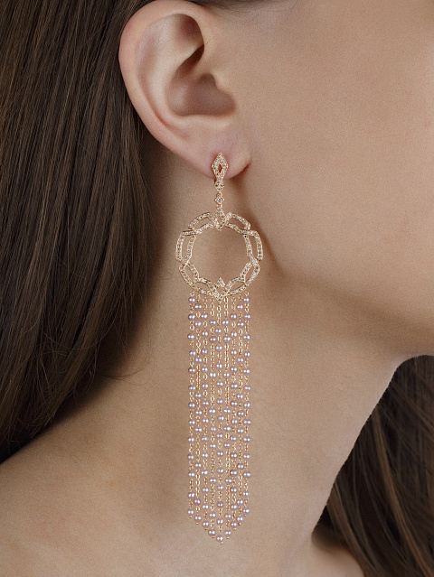 Серьги из розового золота с жемчугом и бриллиантами, 2