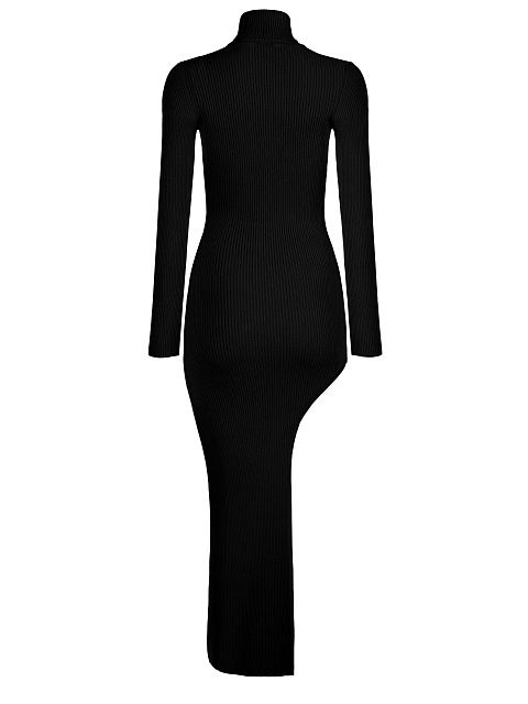 Черное трикотажное платье-макси с вырезом, 2