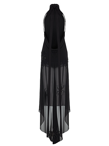 Черное платье-макси с вышивкой, 2