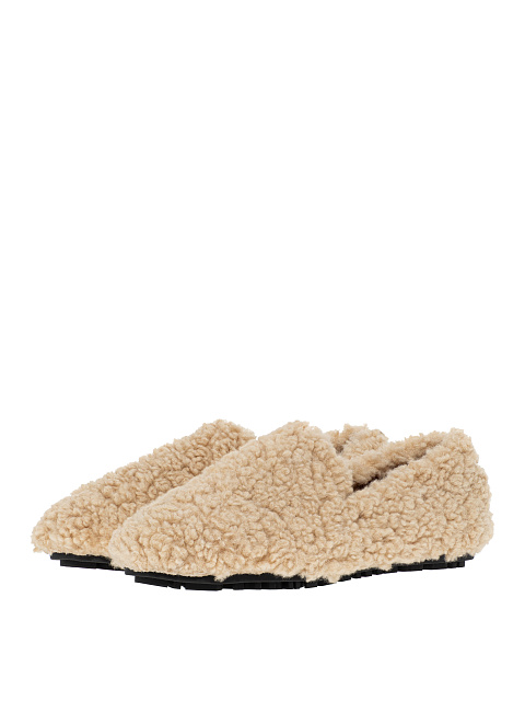 Бежевые лоферы из эко-меха, 1