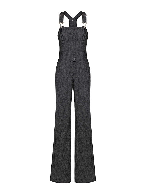 Черный джинсовый комбинезон со стразами, 1