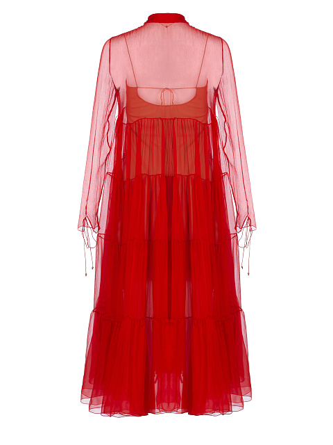 Красное шелковое платье-миди, 2 Красное шелковое платье-миди, 2