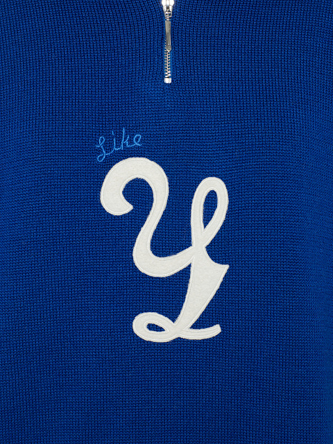 Синий вязаный пуловер с молнией, 4 Синий вязаный пуловер с молнией, 4