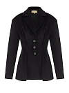Пальто-жакет черный, короткий, приталенного кроя со складками на три пуговицы Пальто-жакет черный, короткий, приталенного кроя со складками на три пуговицы